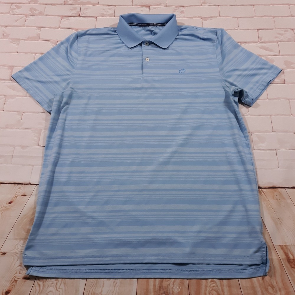 Southern Tide Polo Shirt Mens Size L Performance Blue Golf Cooling Tide To Trail